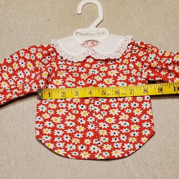 Lee Middleton Reborn Red Daisy Floral Doll Clothes Shirt - Picture 3 of 8